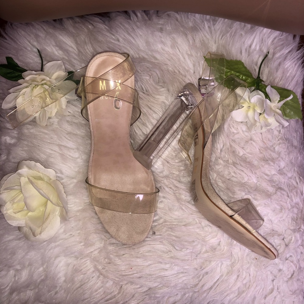 Clear block heels